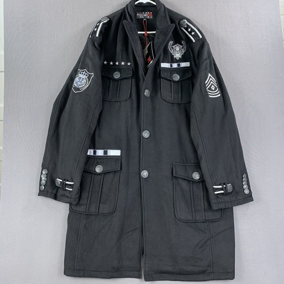 Royal Prestige Other - New Royal Prestige Designer‎ Army Military Trench Coat Wool Blazer Black Men 5XL